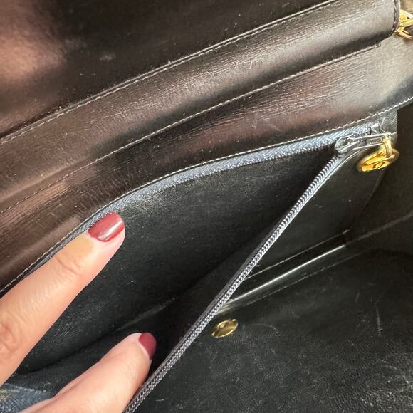 CHANEL Flap Bag Smooth Leather Black 24K Chain Vintage 80s RARE - Picture 12 of 15